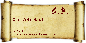 Országh Maxim névjegykártya
